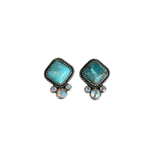 Turquoise Crystal Diamond Earrings