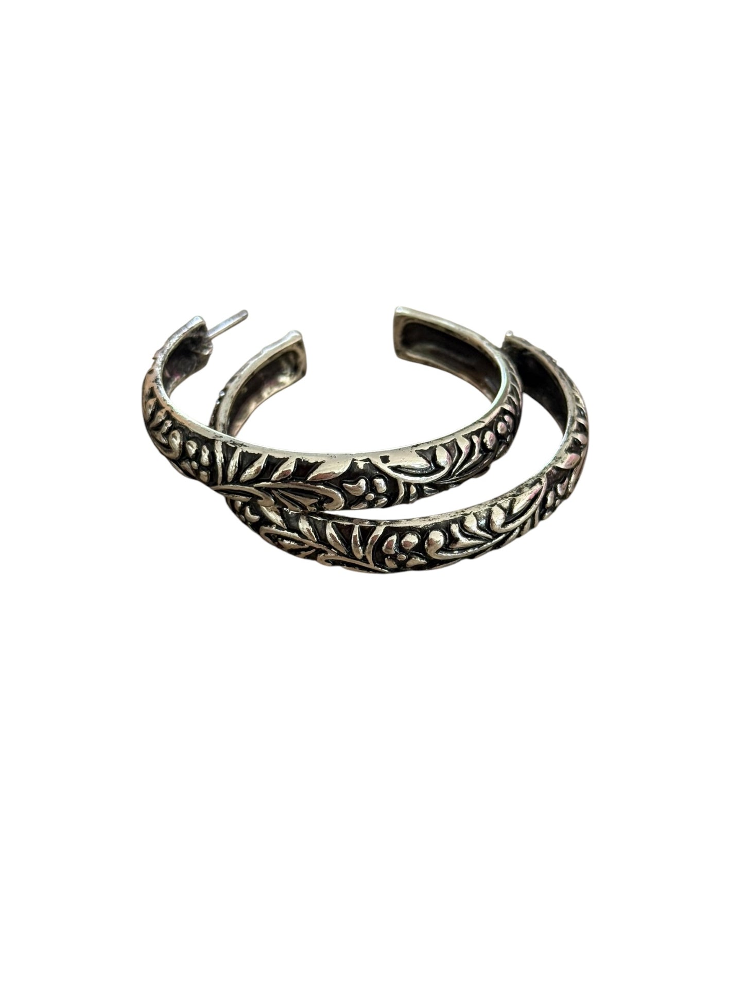 Tooled Large Hoop Earrings