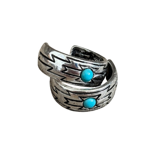 Turquoise Aztec Small Hoop Earrings