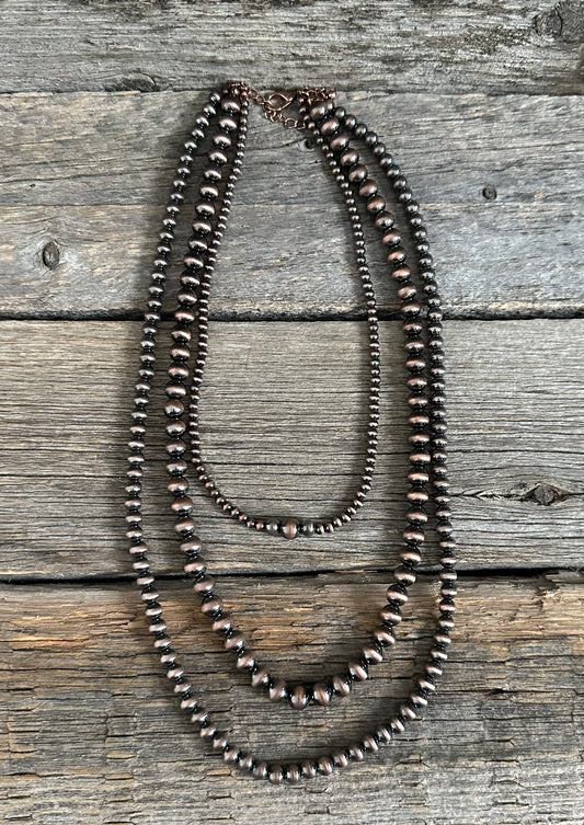 Copper Navajo Pearl Triple Necklace