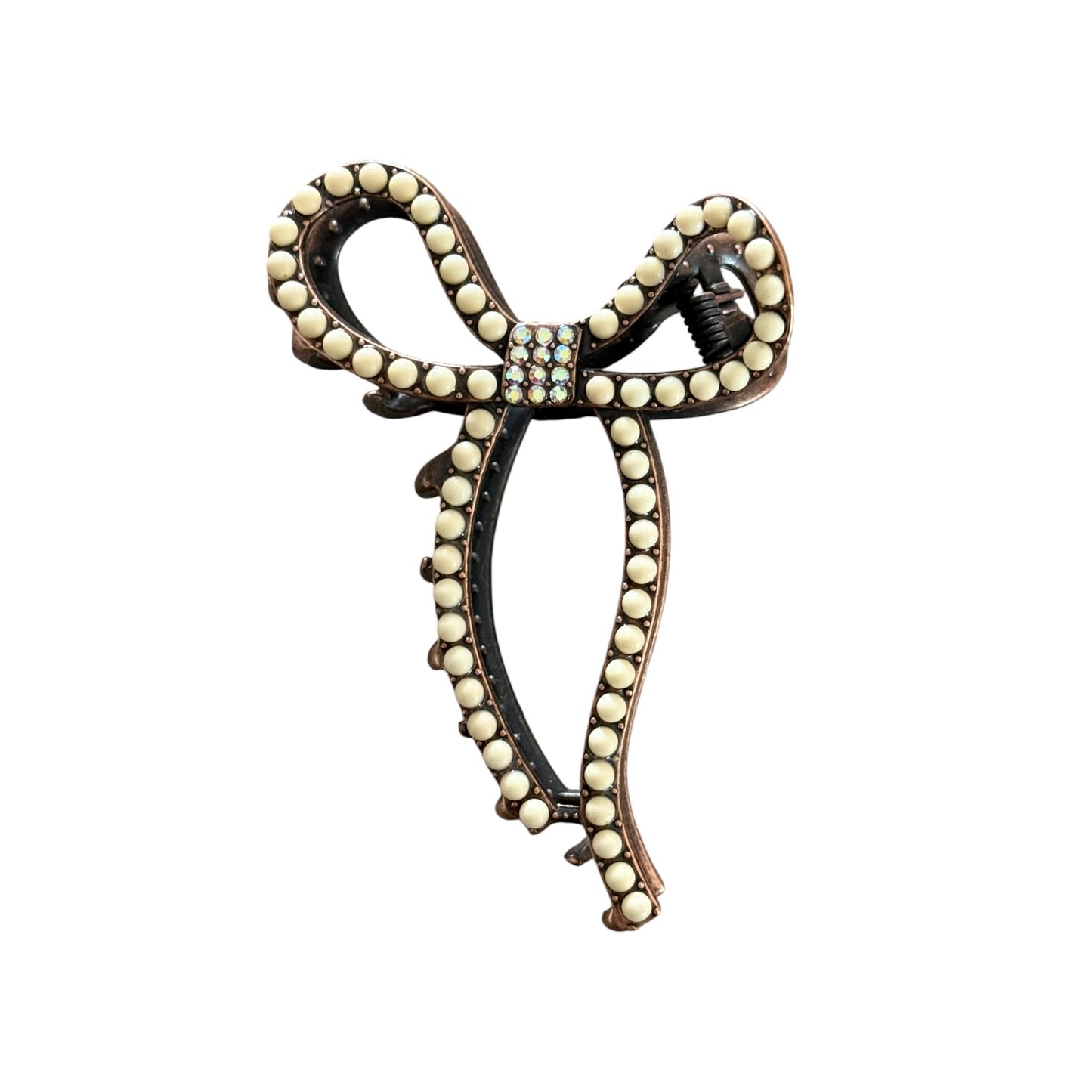 White & Copper Bow Claw Clip
