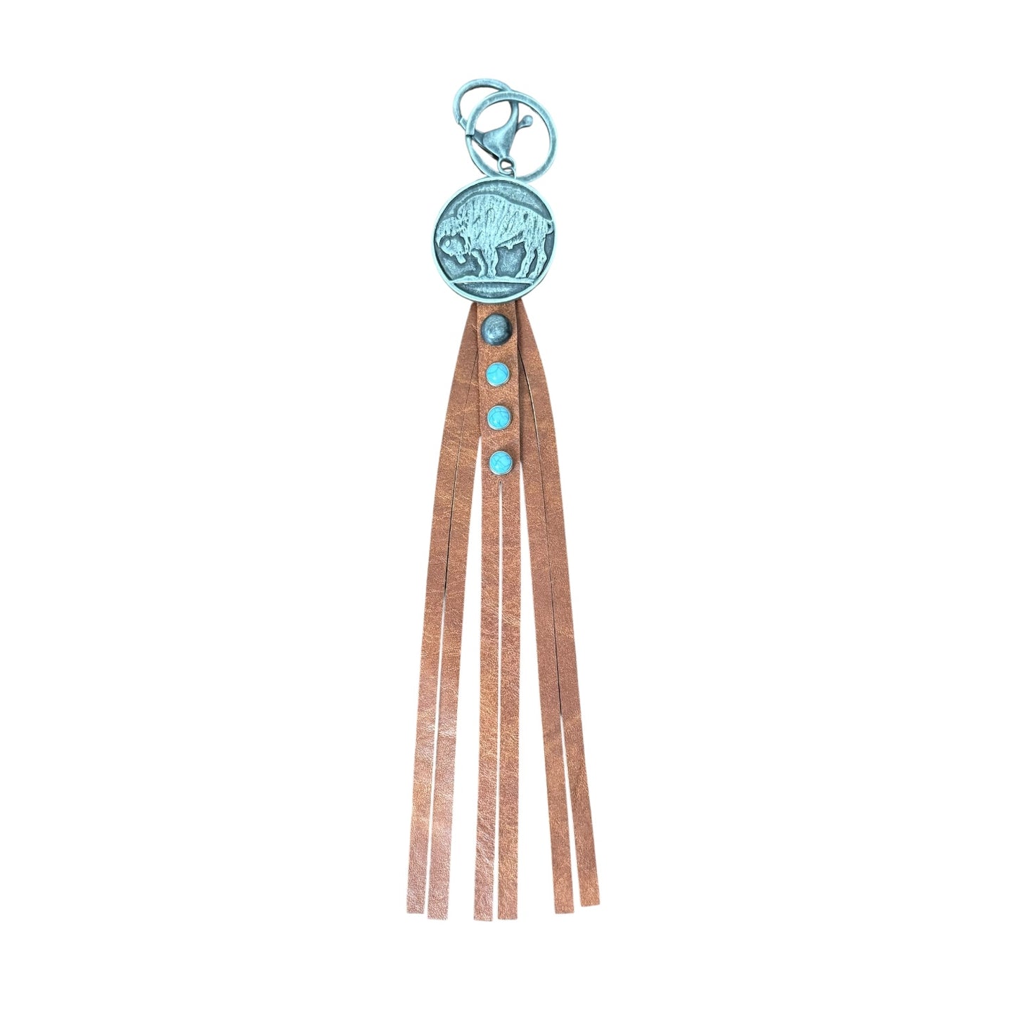 Turquoise Buffalo Fringe Keychain
