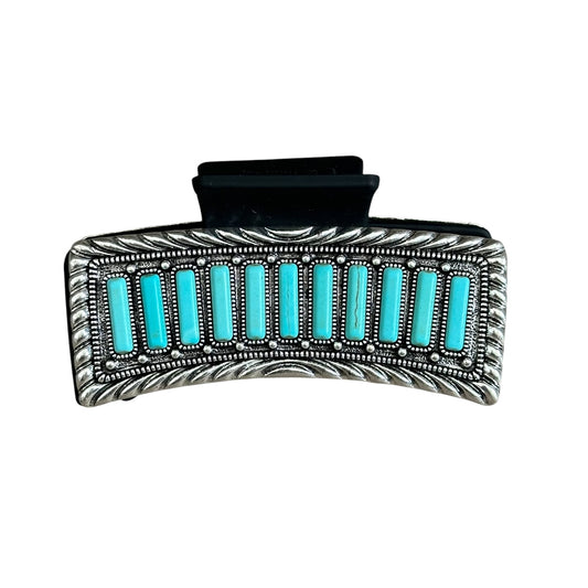 Turquoise Rectangle Claw Clip