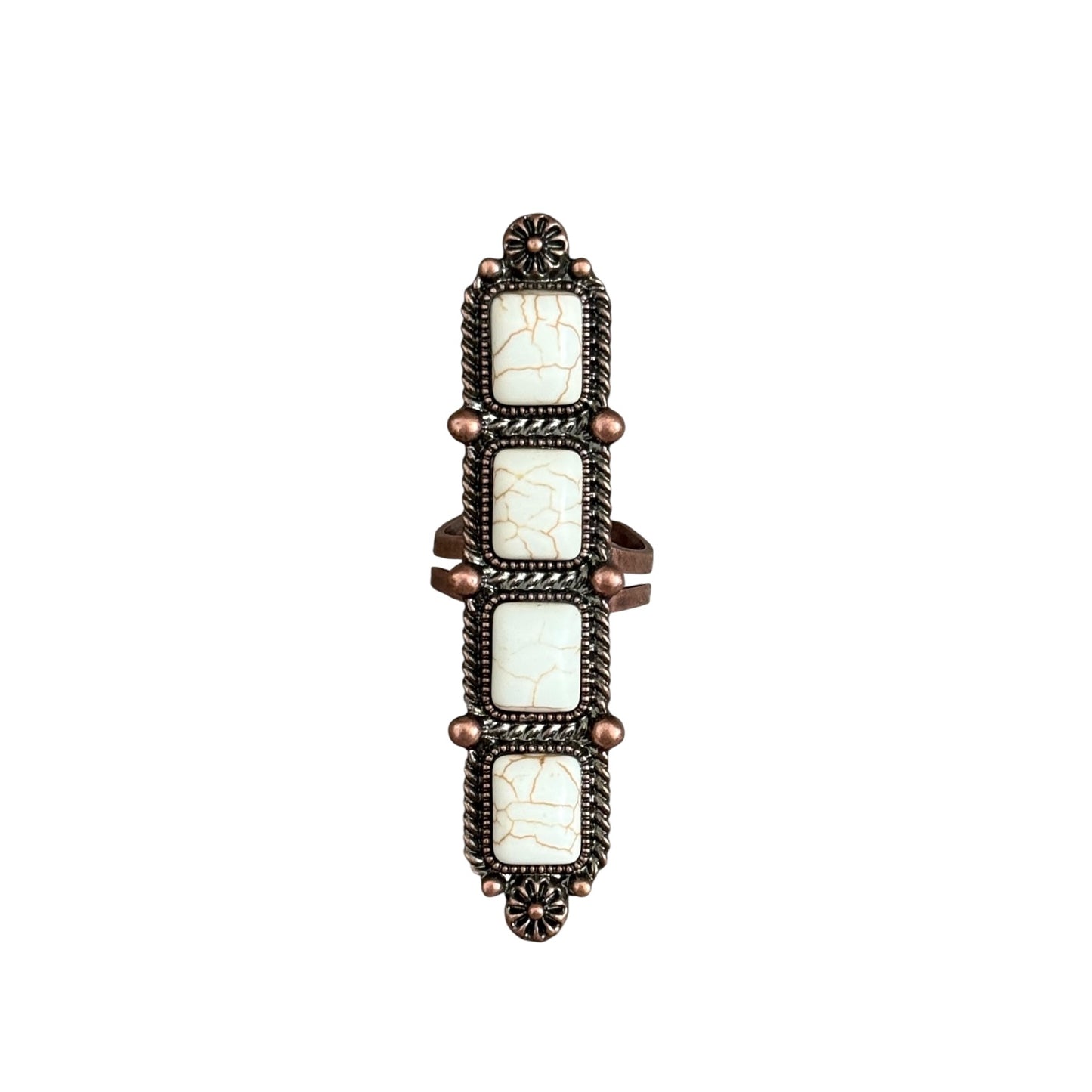 Copper 4 Stone Bar Cuff Ring