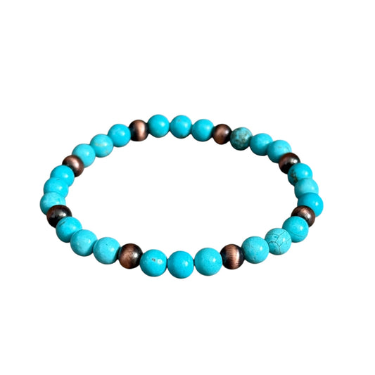 Turquoise Copper Navajo Pearl Stretch Bracelet