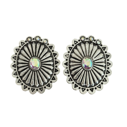 Large Crystal Concho Earrings