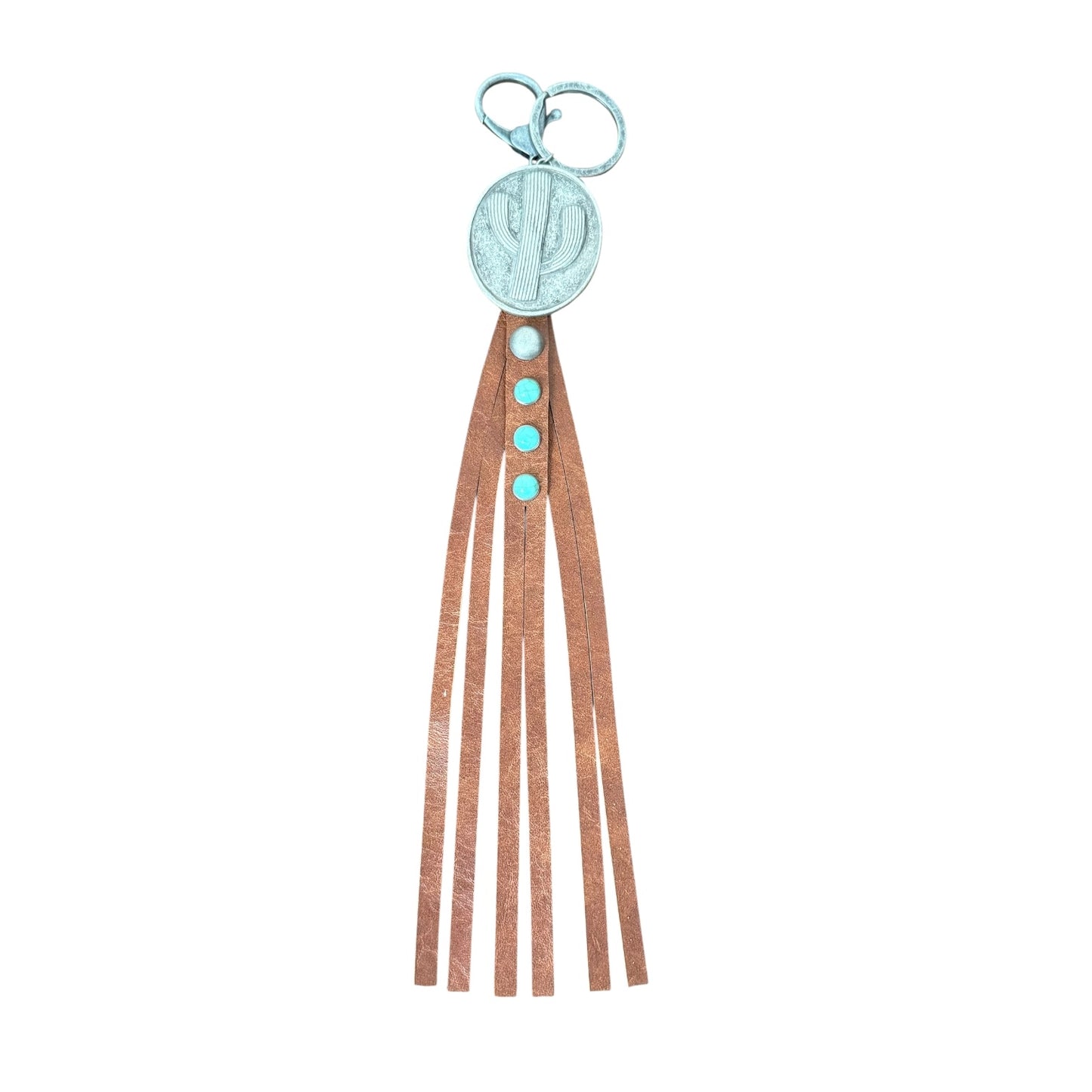 Turquoise Cactus Fringe Keychain