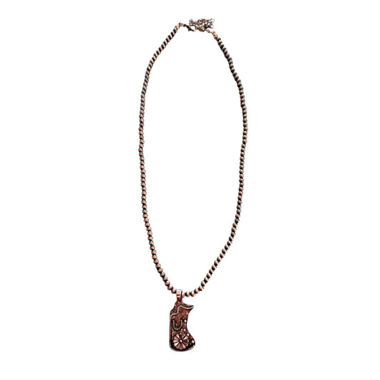 Copper Navajo Pearl Chaps Necklace