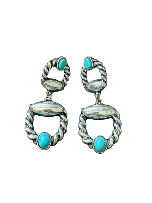 Snaffle Bit Twist Turquoise Earrings