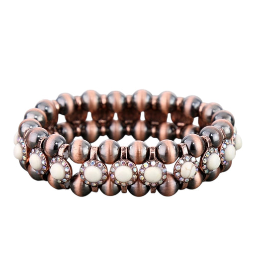 Copper Navajo Pearl Natural Triple Stretch Bracelet