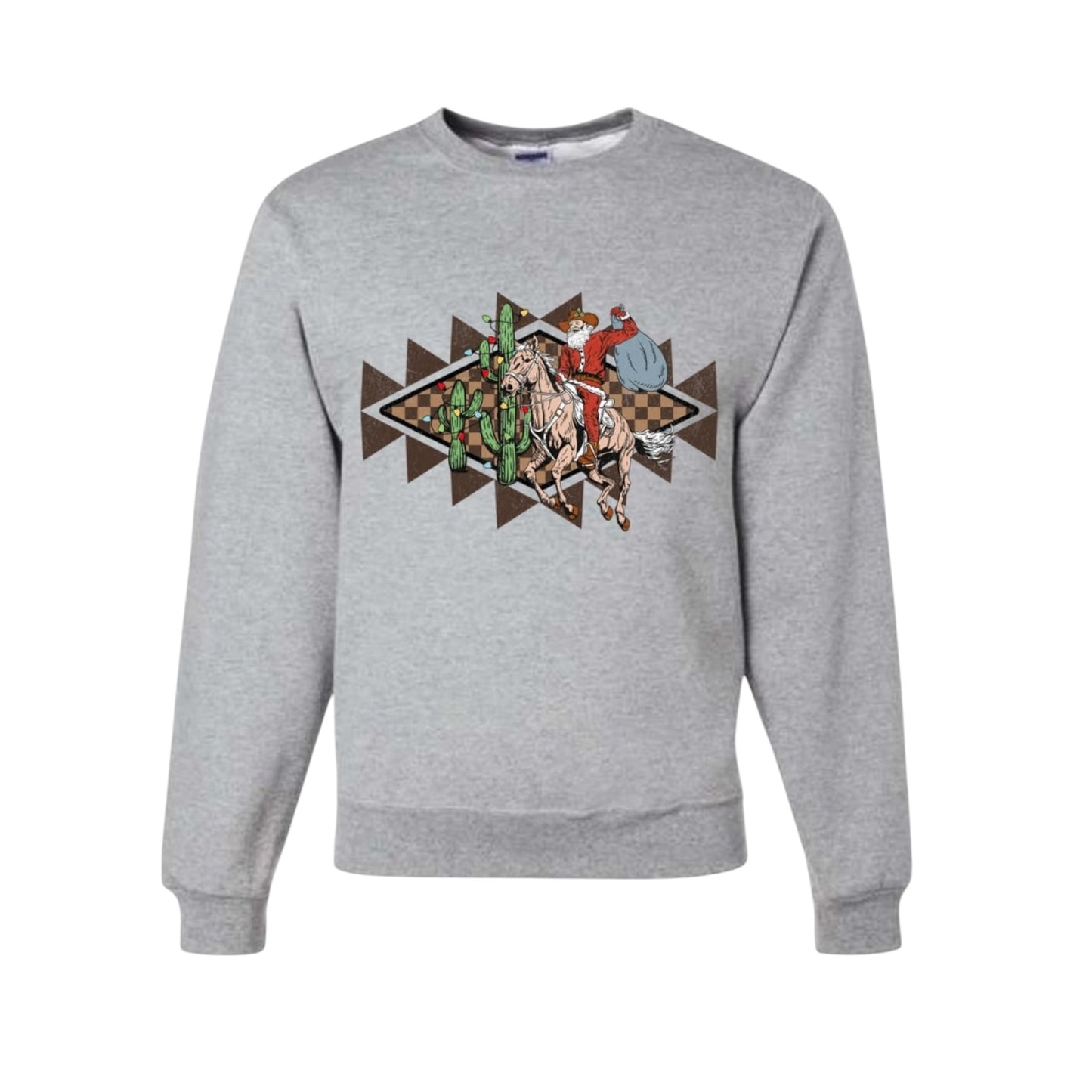 Aztec Checkerboard Santa Christmas Crewneck • PRE ORDER •