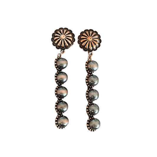 Copper Navajo Pearl Concho Bar Earrings