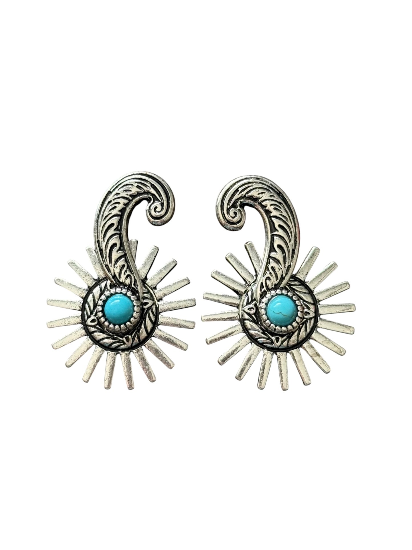 Turquoise Spur Rowel Earrings