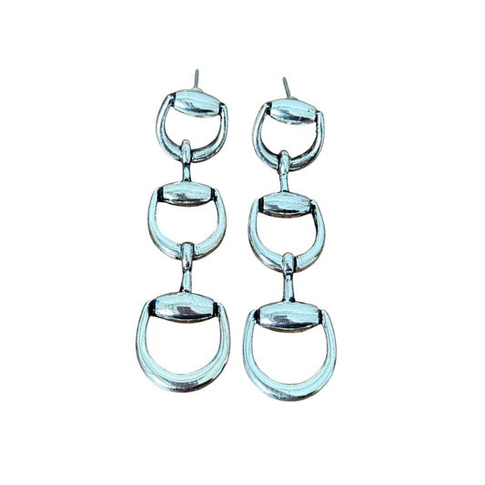 Silver Triple Snaffle Bit Earrings