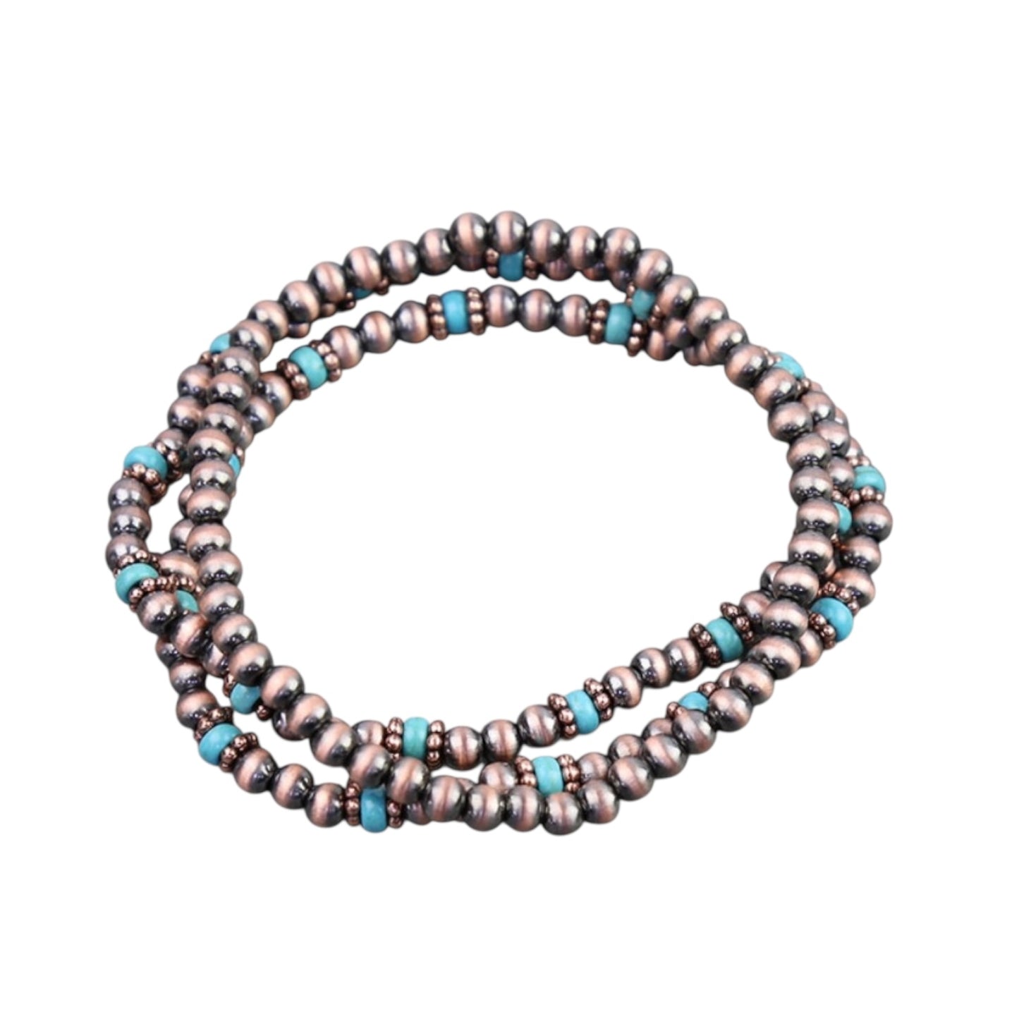 Copper Navajo Pearl Turquoise Triple Stretch Bracelet