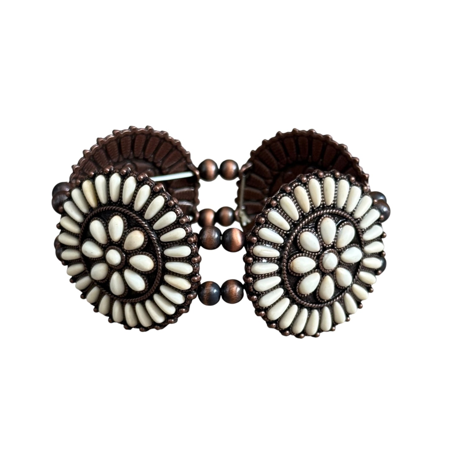 Copper Cluster Navajo Pearl Stretch Bracelet