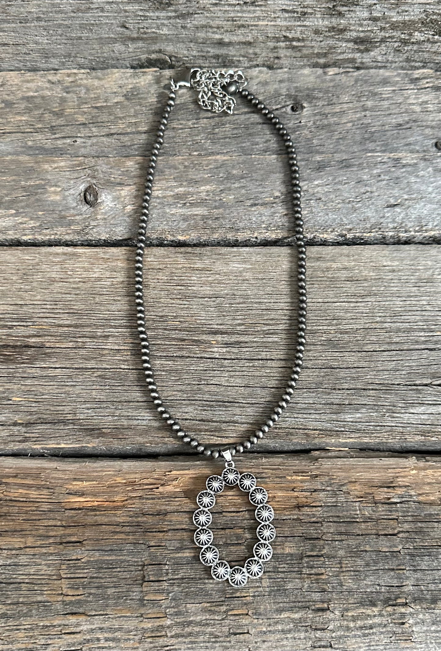 Gunmetal Navajo Pearl Pendant Necklace