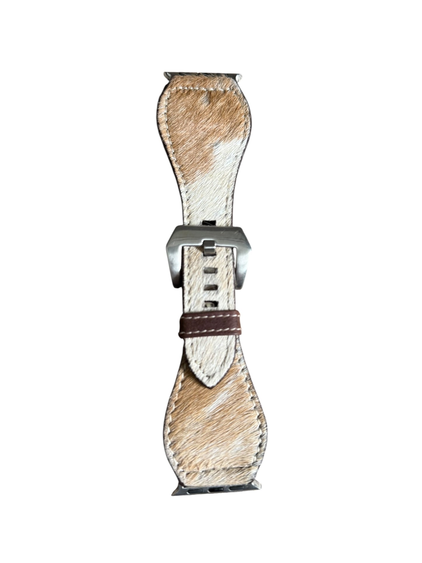 Light Brown & White Cowhide Apple Watch Band