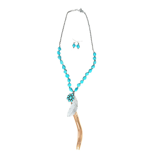 Turquoise Feather Necklace