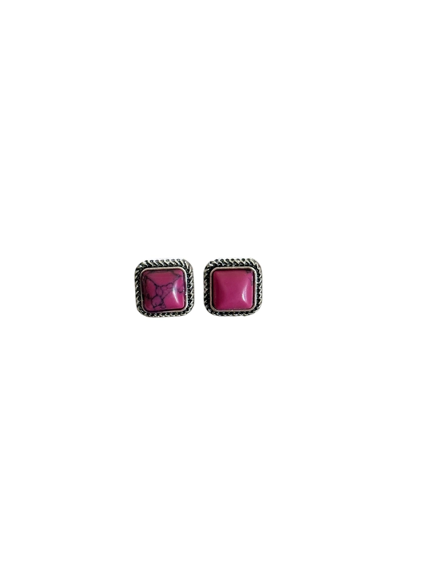 Pink Square Earrings