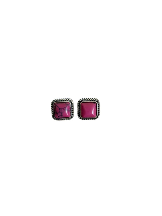 Pink Square Earrings
