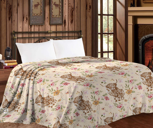 Highland Floral Thin Throw Queen Blanket