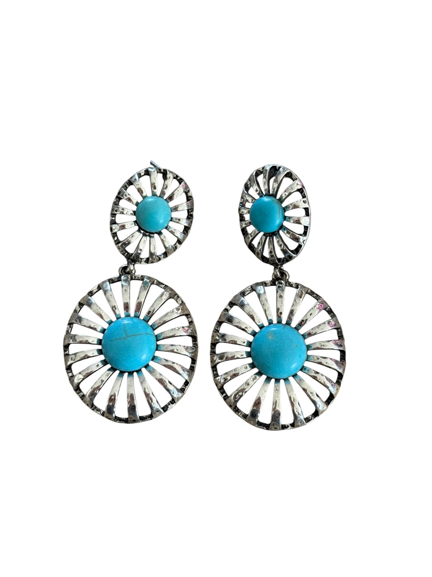Turquoise Open Concho Earrings