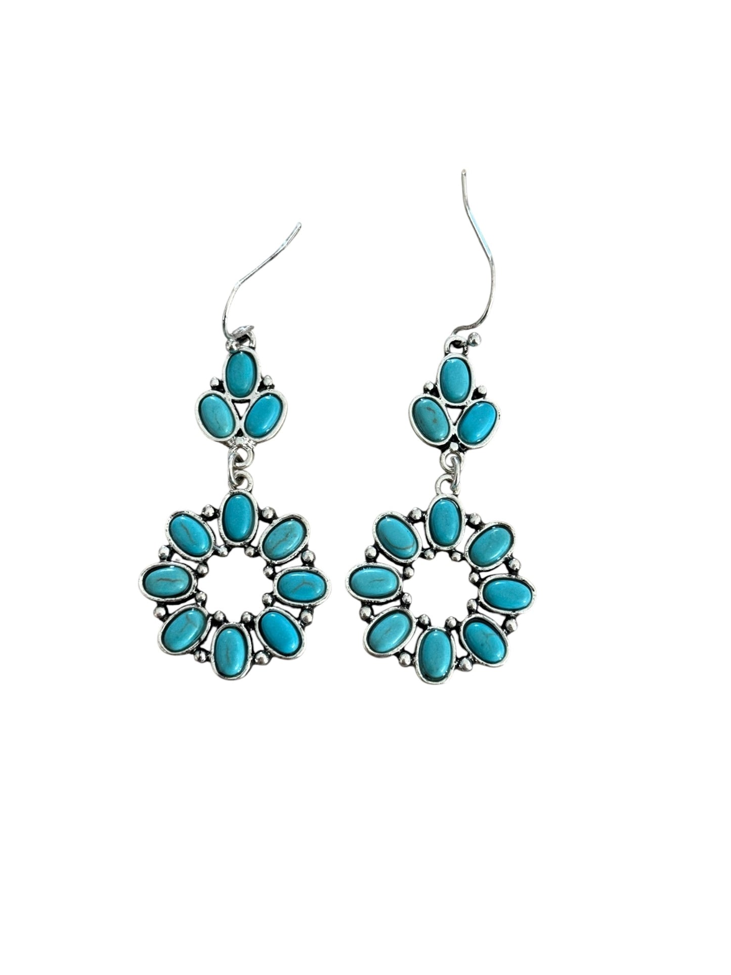Turquoise Circle Drop Earrings