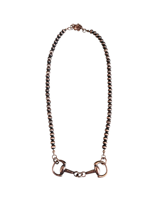 Copper Navajo Pearl Snaffle Bit Necklace
