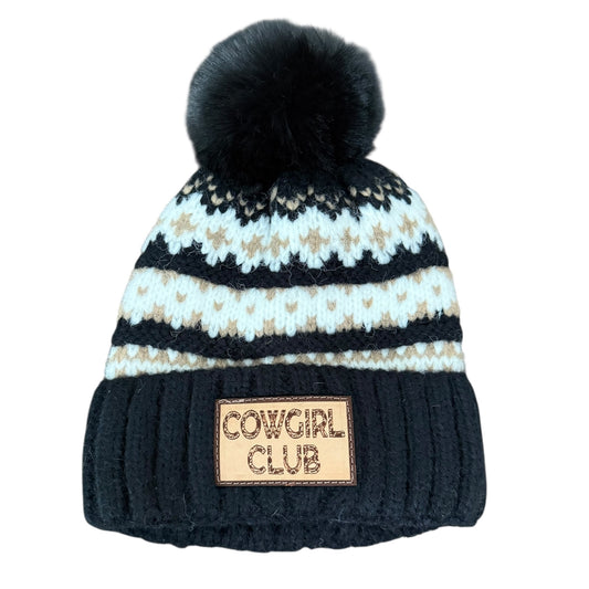 Black Pattern Cowgirl Club Toque