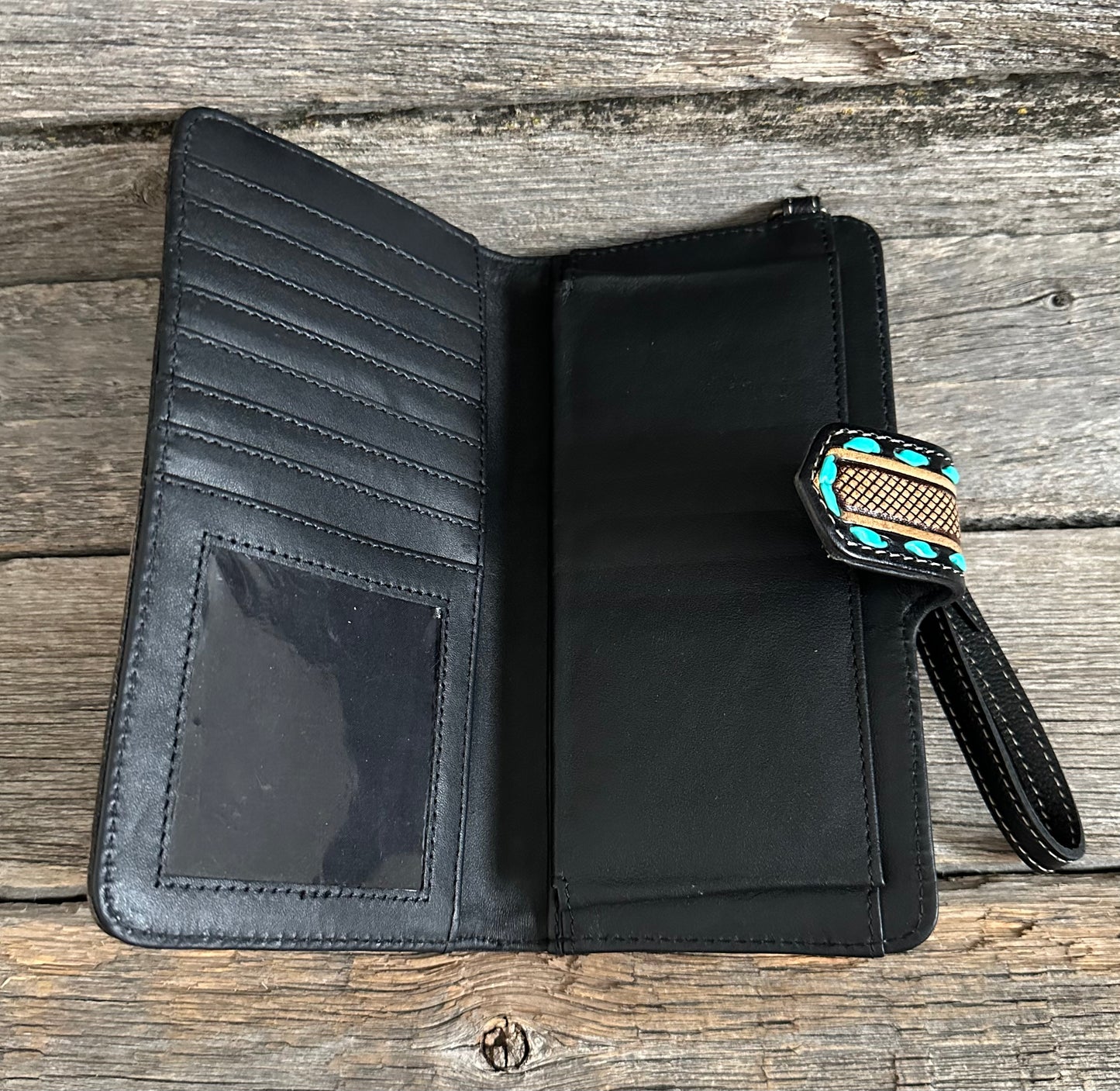 Tooled Turquoise Buckstitch Wallet