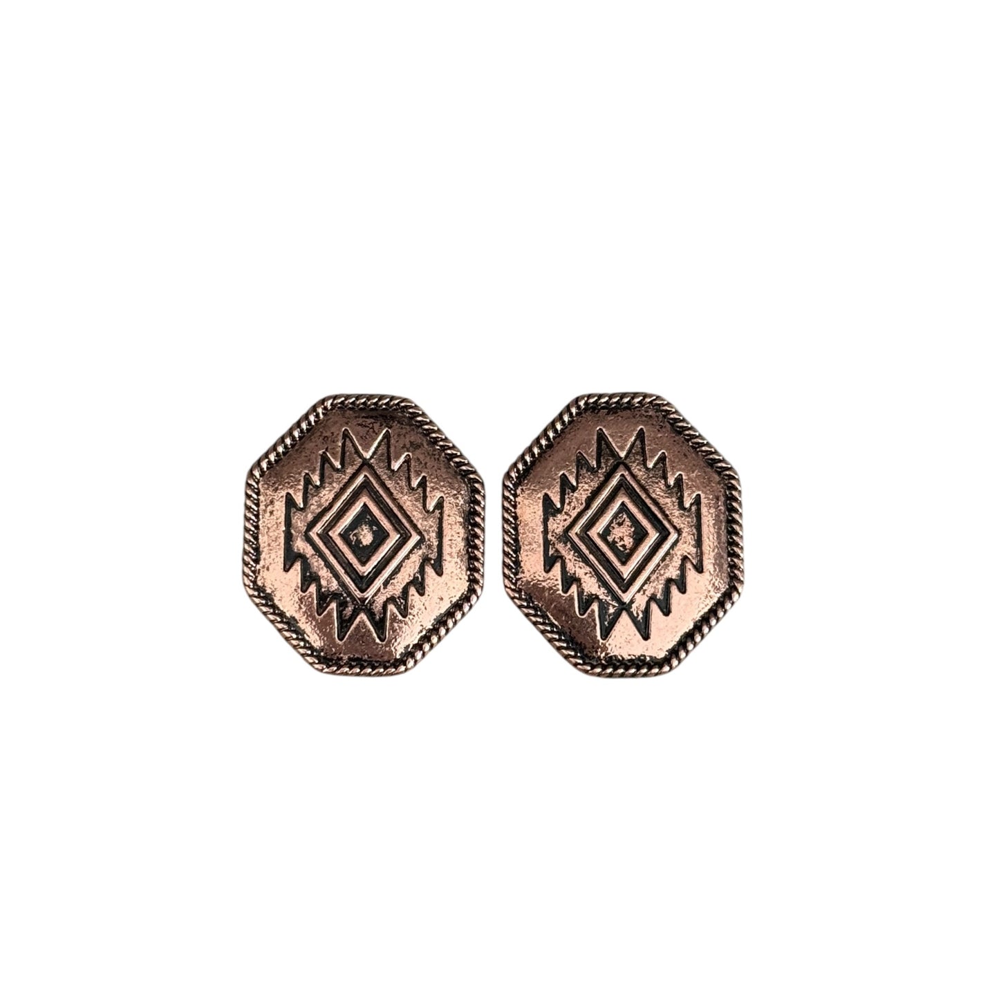 Copper Aztec Concho Earrings