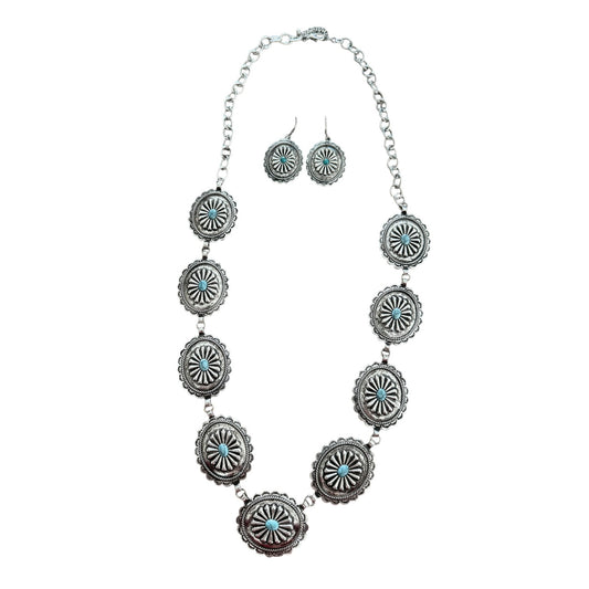 Turquoise Concho Necklace Set