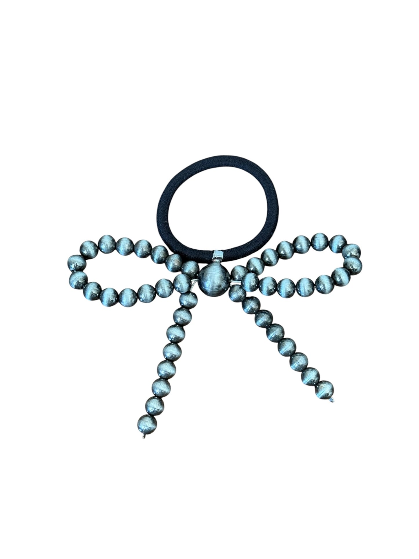 Gunmetal Navajo Pearl Bow Hair Tie