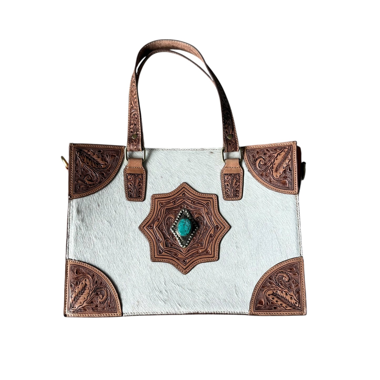 Turquoise Stone Cowhide Purse