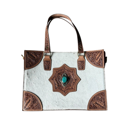 Turquoise Stone Cowhide Purse