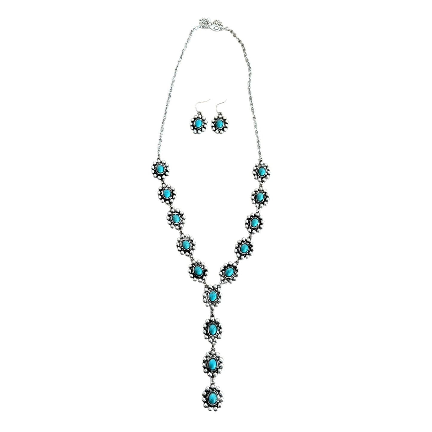 Turquoise Y Drop Necklace Set