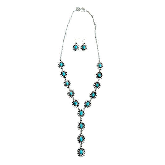 Turquoise Y Drop Necklace Set