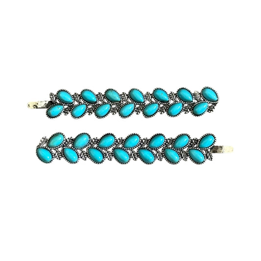 Turquoise Herringbone Hair Pins