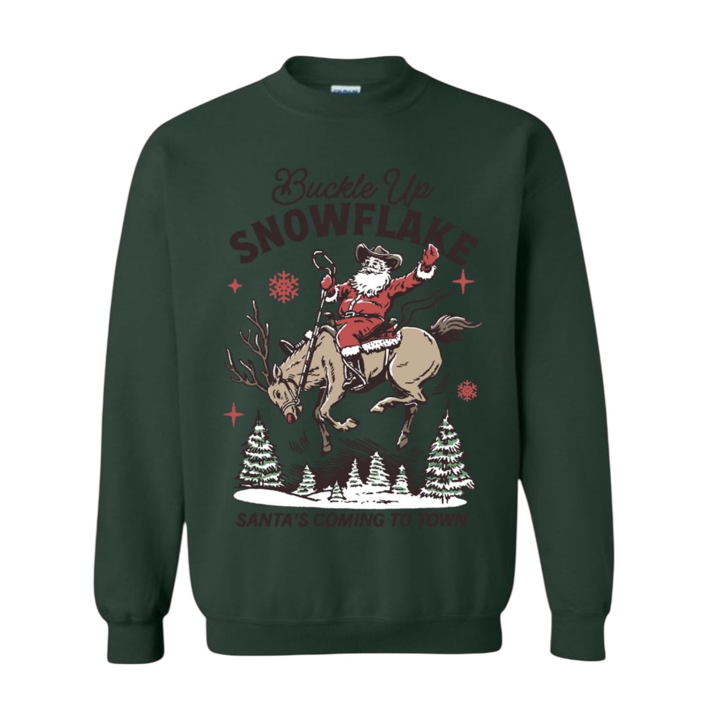Buckle Up Snowflake Christmas Crewneck • PRE ORDER •