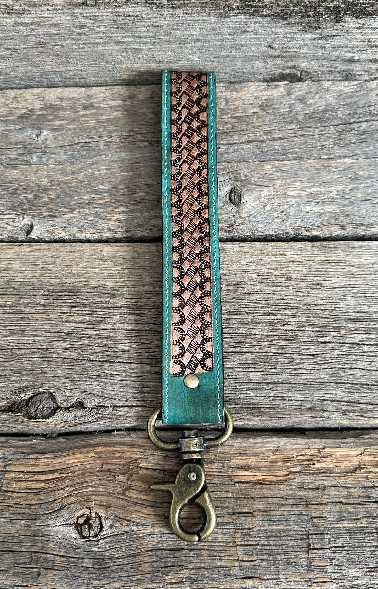 Turquoise Basketweave Wristlet Keychain