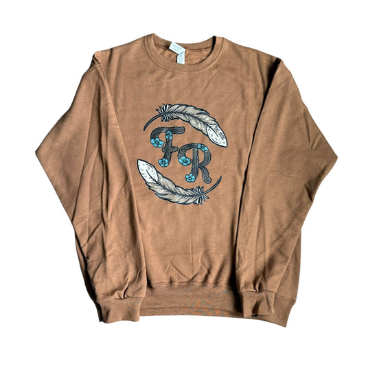 Pecan Tooled Brand Logo Crewneck