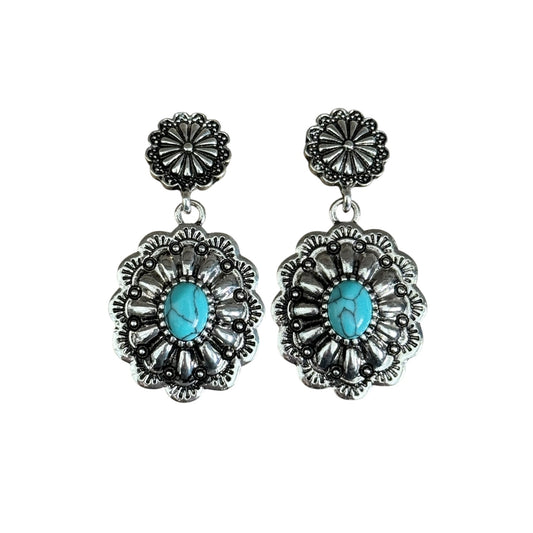 Turquoise Concho Dangle Earrings