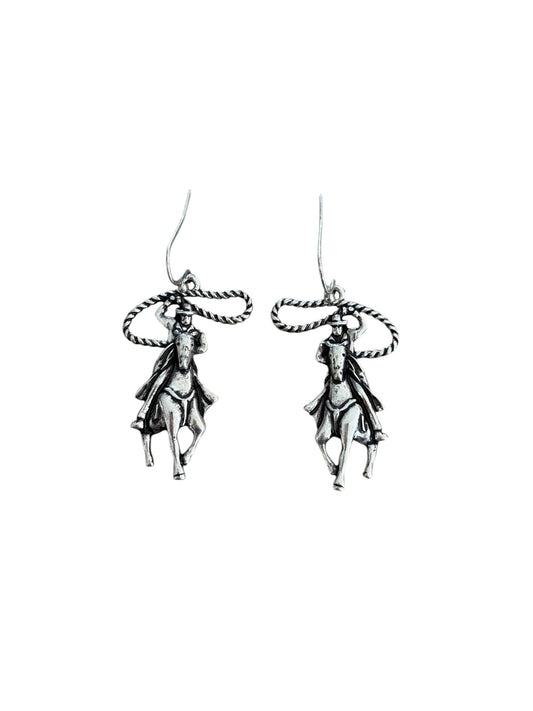Roping Cowboy Earrings