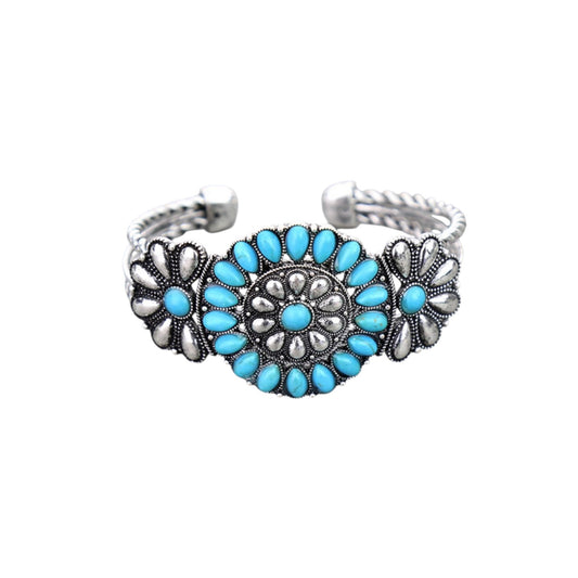 Turquoise Cluster Cuff Bracelet