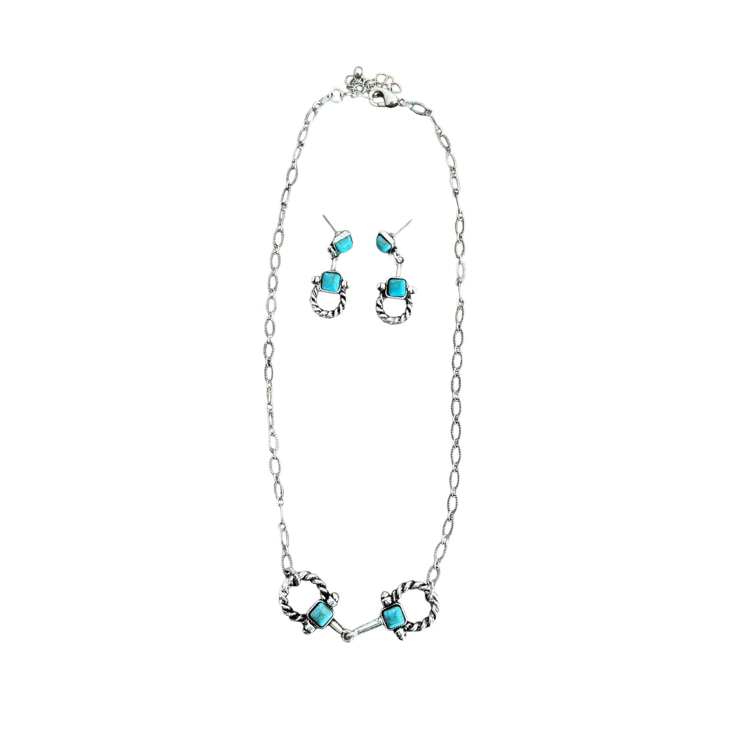 Turquoise Snaffle Bit Necklace Set