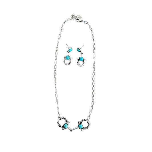 Turquoise Snaffle Bit Necklace Set