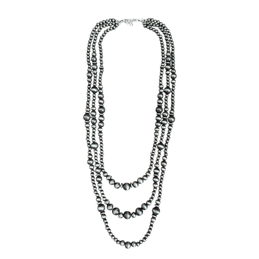 Gunmetal Navajo Pearl Layered Necklace
