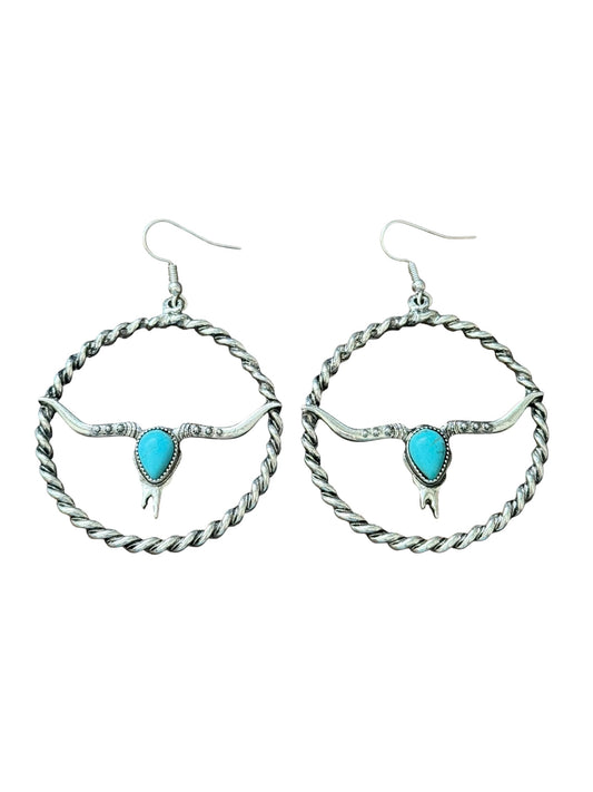 Steer Rope Circle Earrings