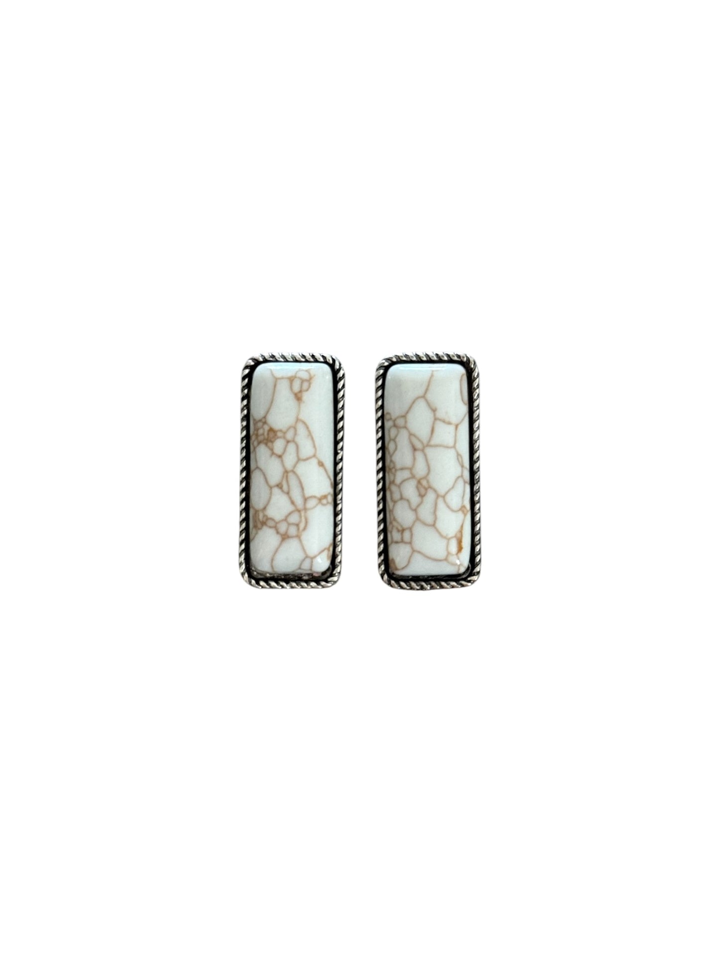 White Stone Bar Earrings